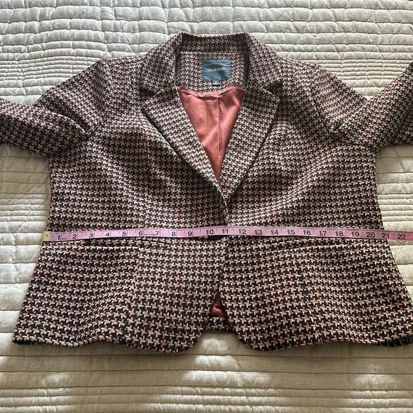 Modcloth Wool Informed Ensemble Brown Houndstooth Single Button Blazer Size XL - Picture 7 of 15